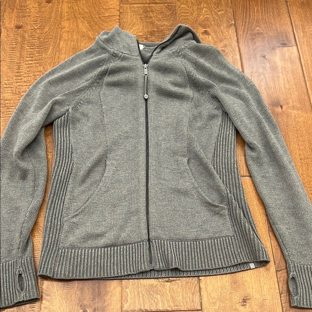 Gray Knit Zip-Up Hoodie